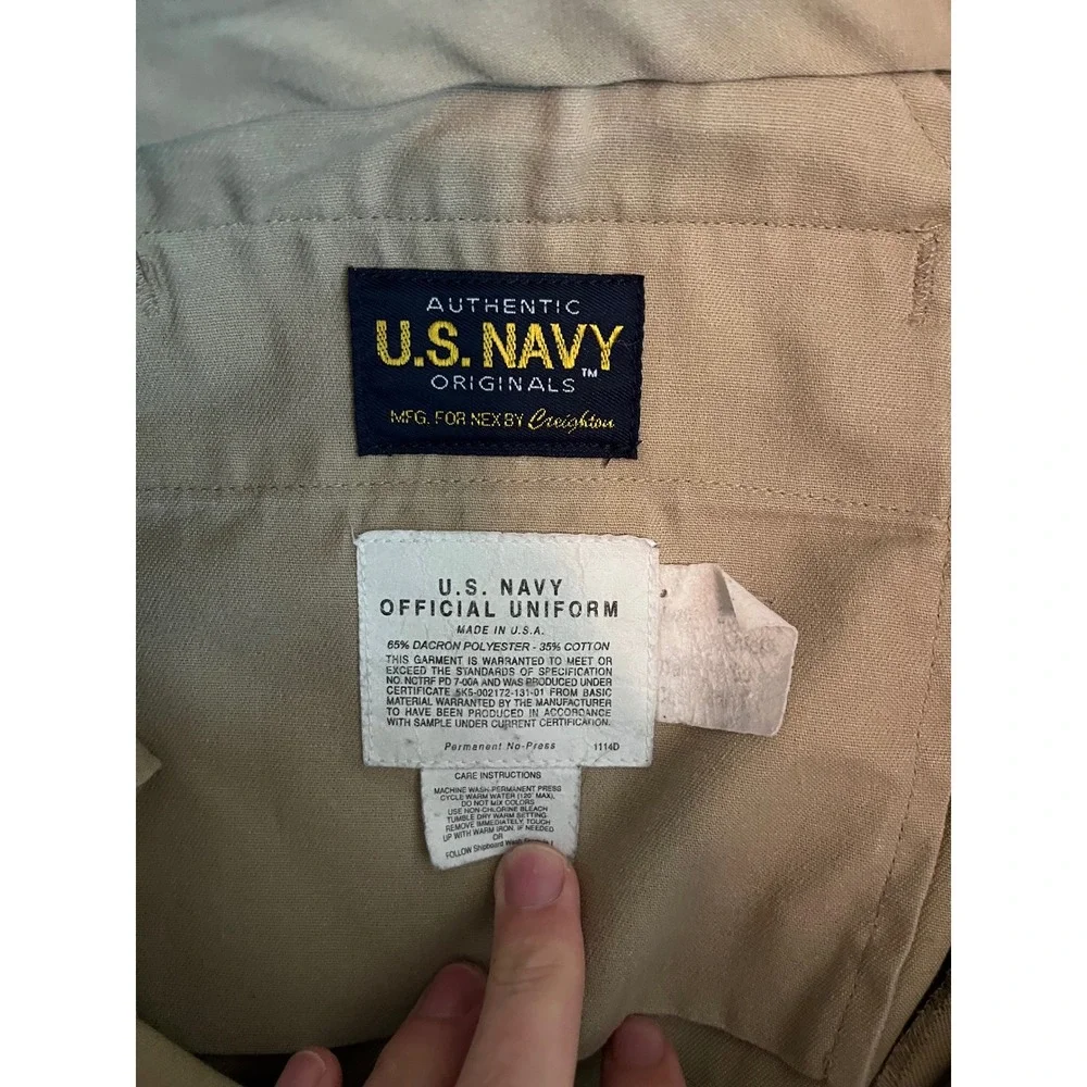 U.S. Navy Men Pants 34x29 Khaki Official Uniform Creighton USA Made Military